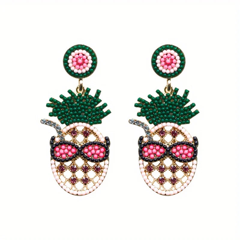 Fashion Bling Pineapple Lemon Dangle Earrings