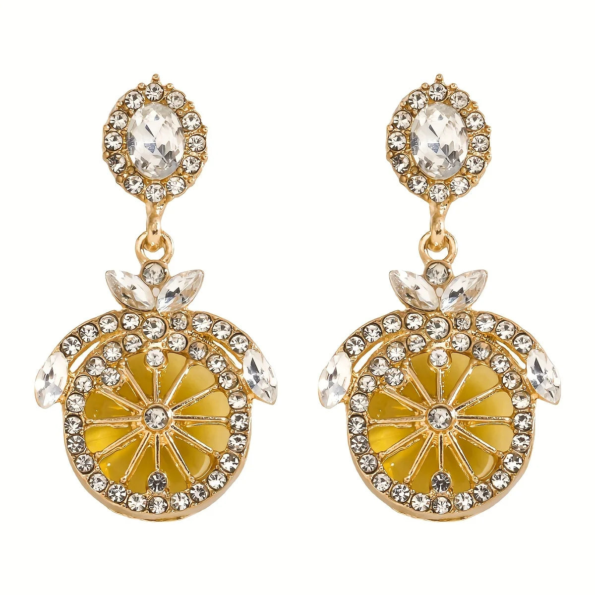 Fashion Bling Pineapple Lemon Dangle Earrings