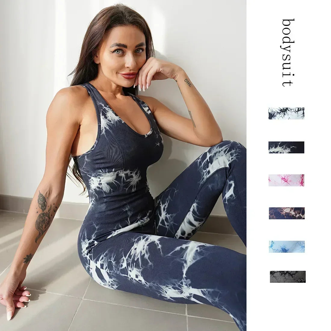 Seamless Tie-Dyed Yoga Jumpsuits