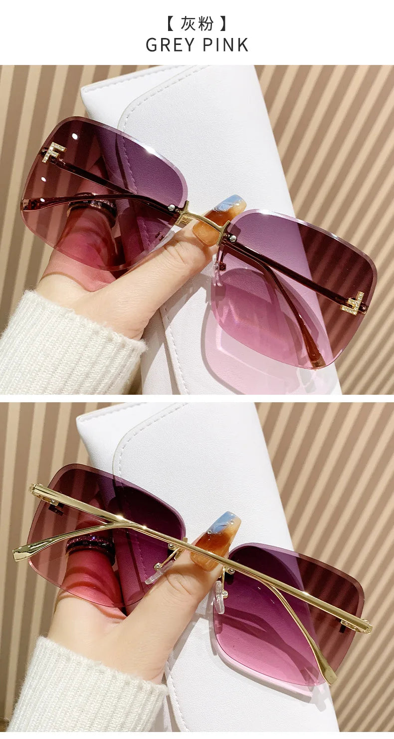 Metal Frameless Sunglasses Women's