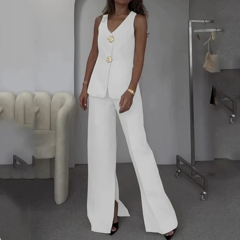 Two Piece Set Women Summer V Neck