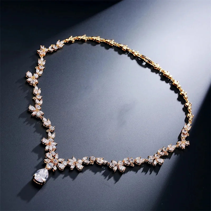 Cubic Zircon Leaf Necklaces For Women