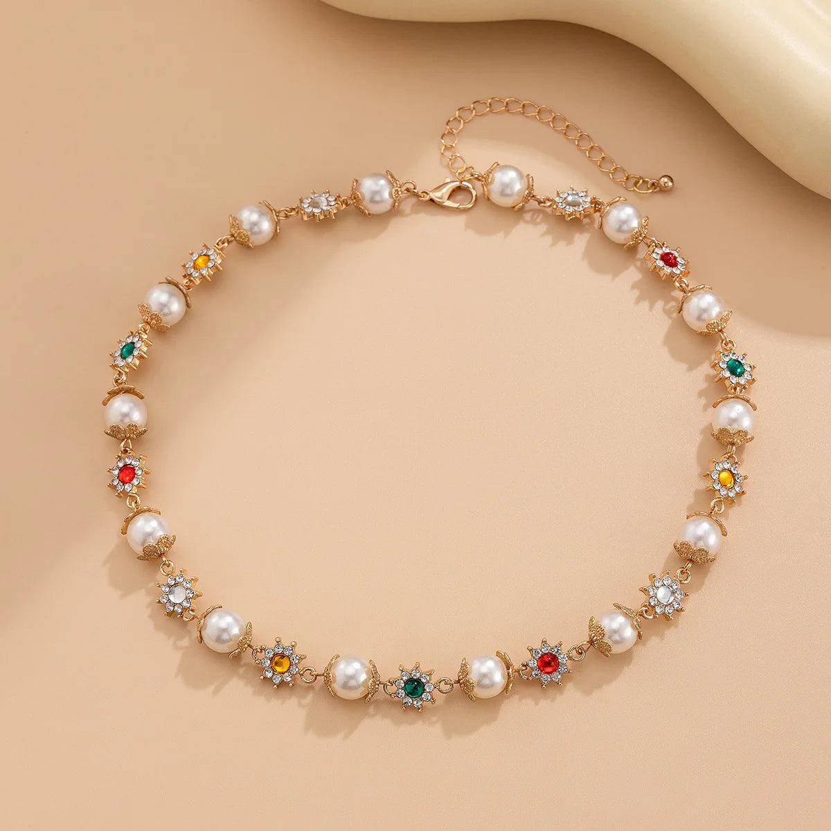Colorful Rhinestone Short Necklace