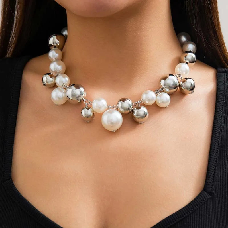 Exaggerated Metal Big Ball Pearls