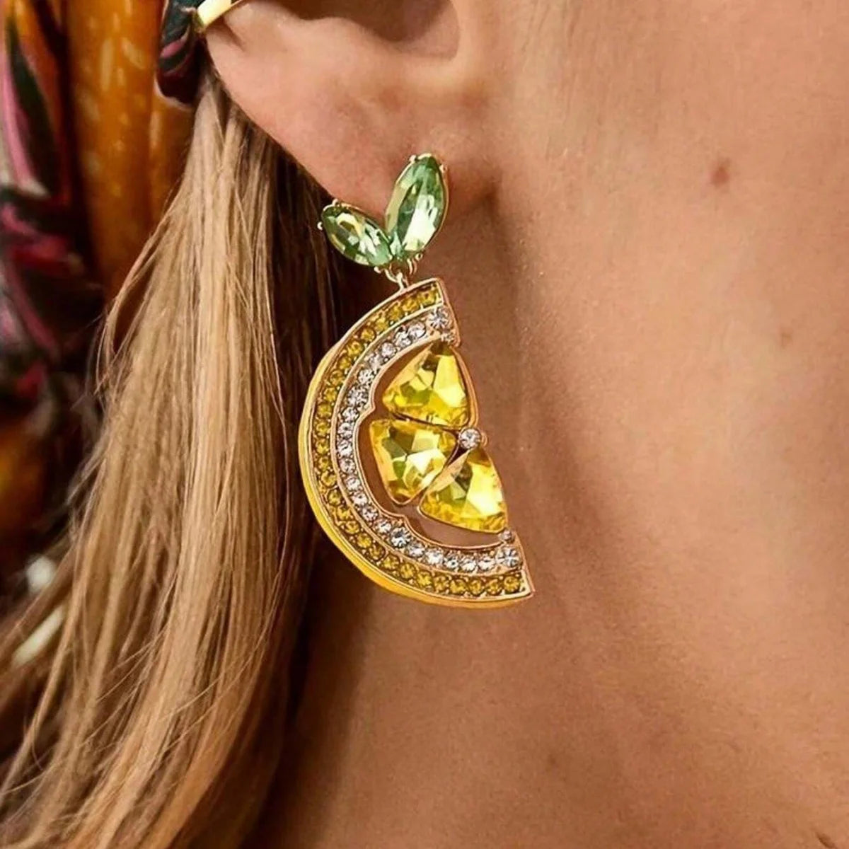 Fashion Bling Pineapple Lemon Dangle Earrings