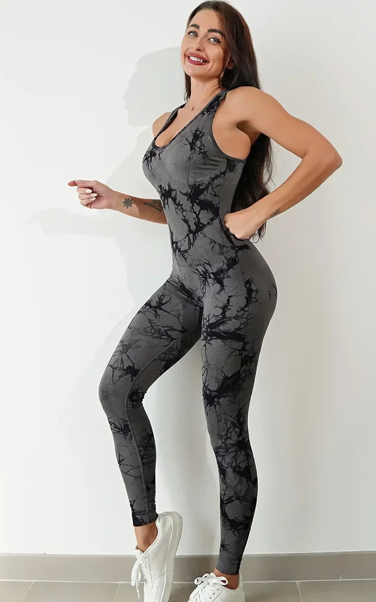 Seamless Tie-Dyed Yoga Jumpsuits