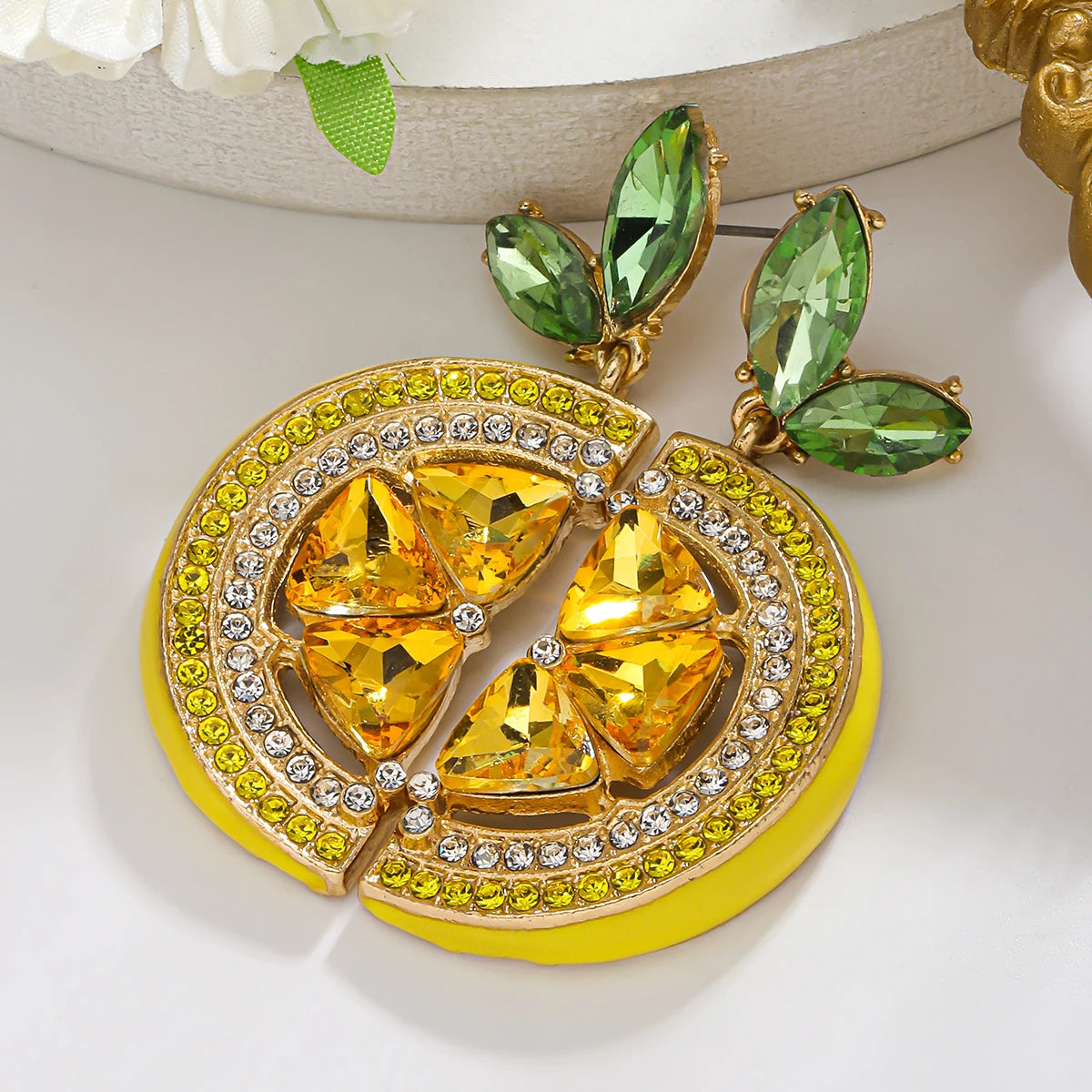 Fashion Bling Pineapple Lemon Dangle Earrings