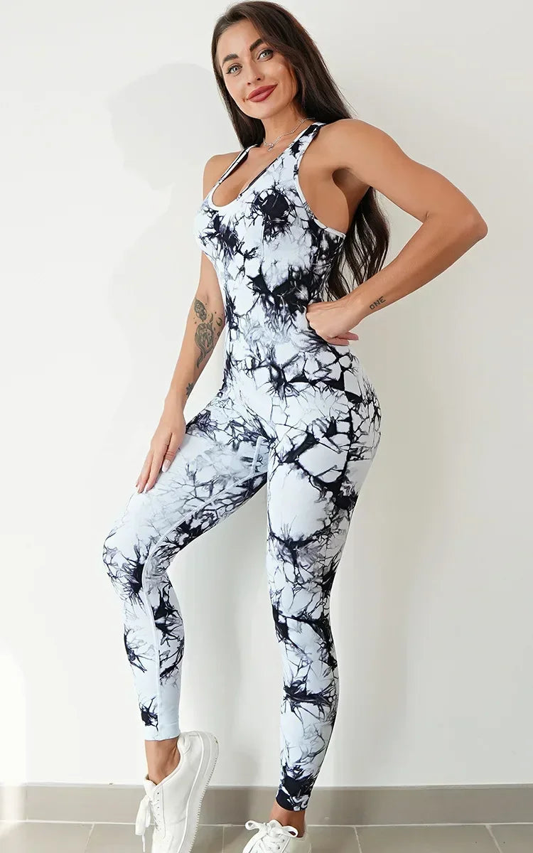 Seamless Tie-Dyed Yoga Jumpsuits