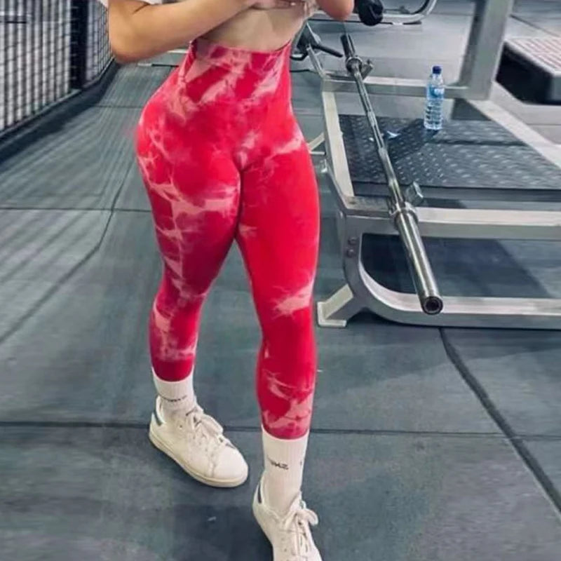 Women Athletic Tie Dye Gym Leggings