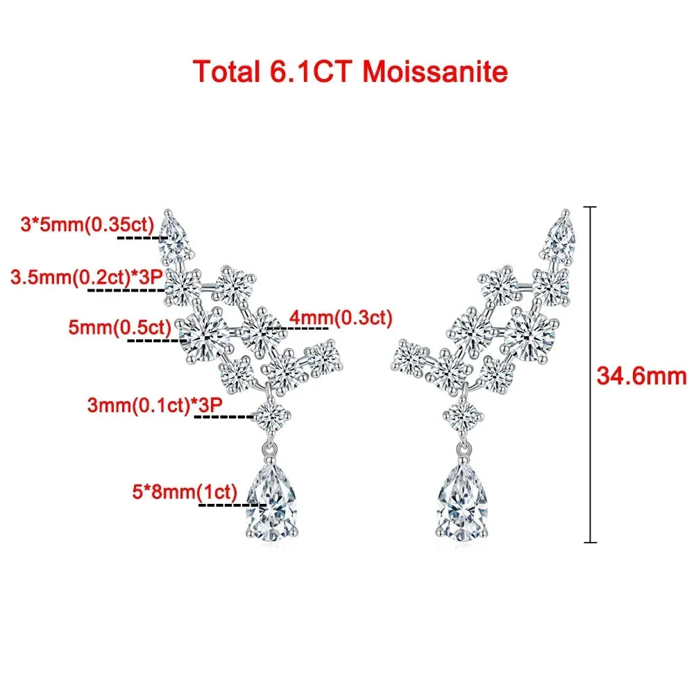 Luxury Full Moissanite Drop Earrings