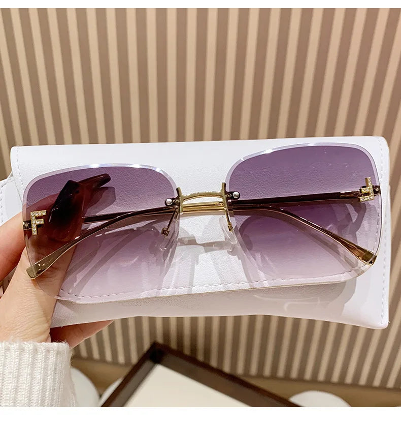 Metal Frameless Sunglasses Women's