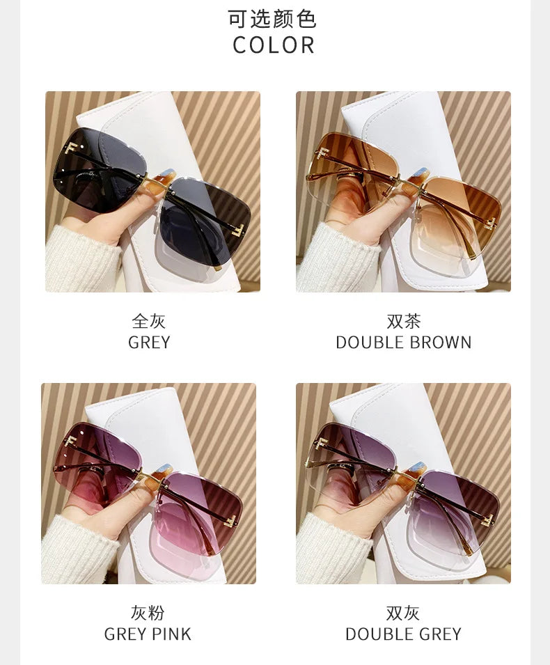 Metal Frameless Sunglasses Women's