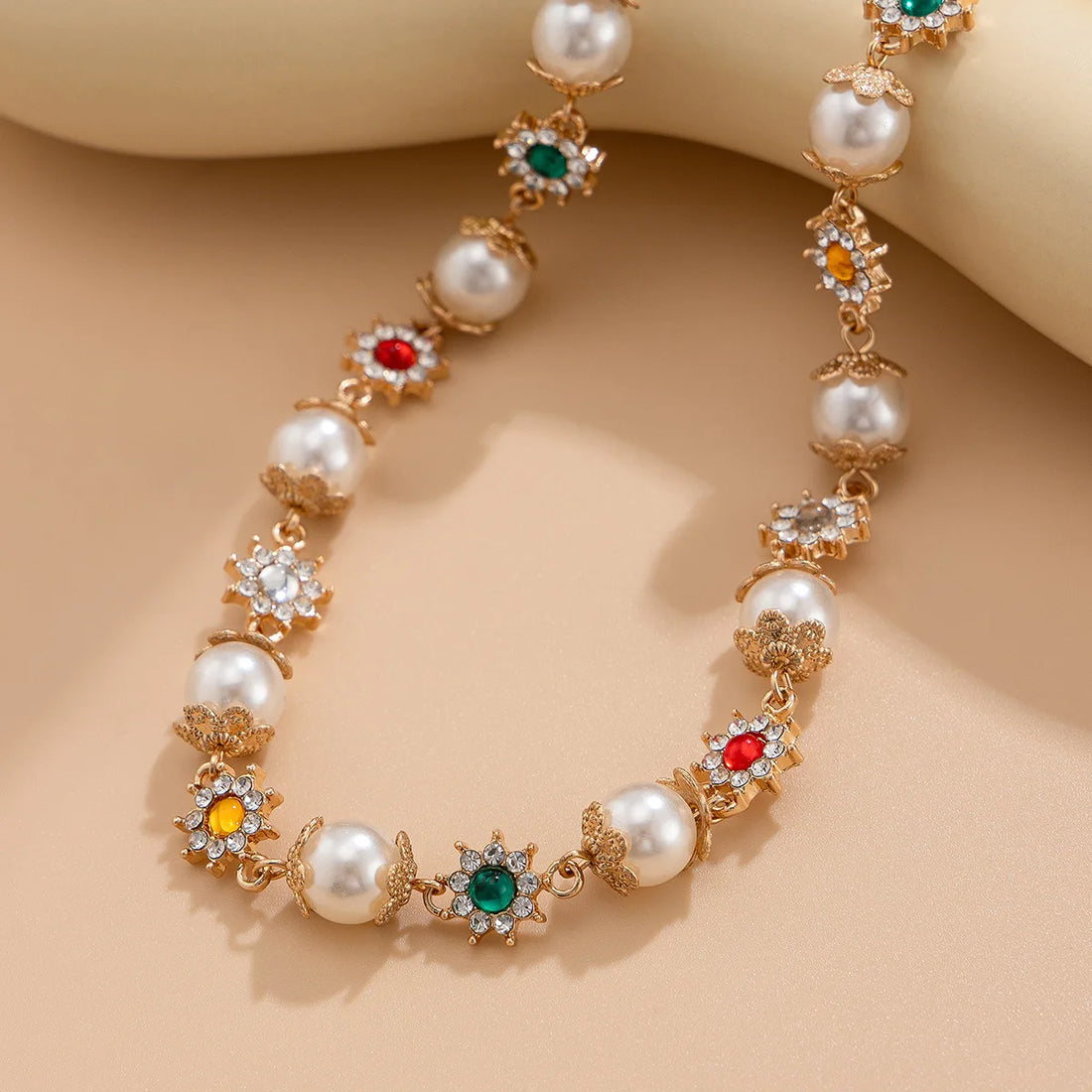 Colorful Rhinestone Short Necklace