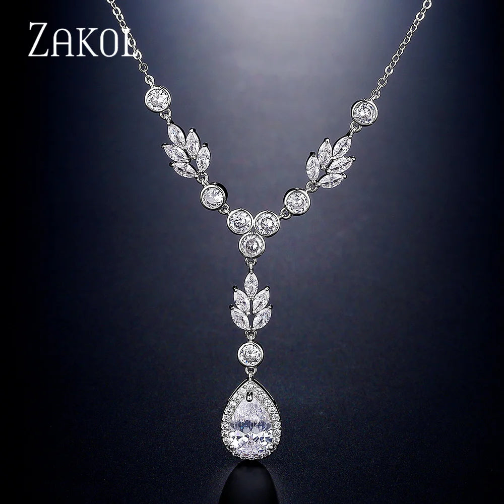 Cubic Zircon Leaf Necklaces For Women