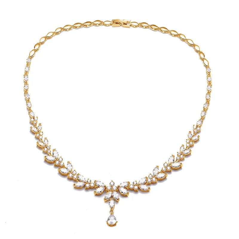 Cubic Zircon Leaf Necklaces For Women