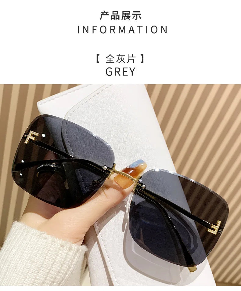 Metal Frameless Sunglasses Women's