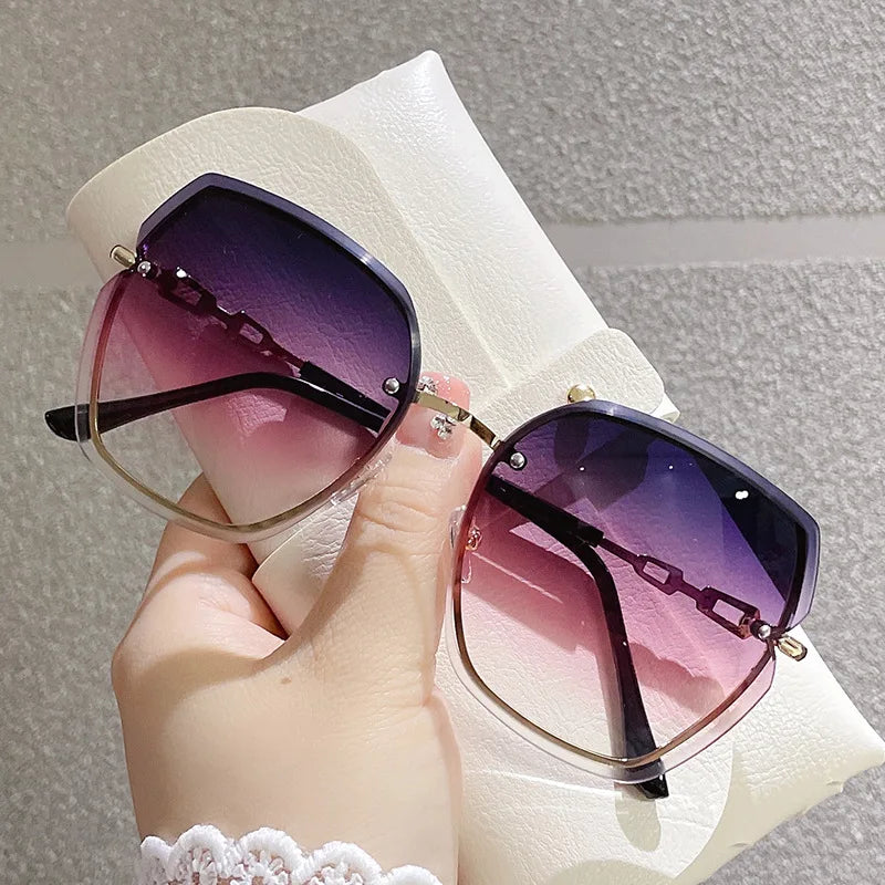 Diamond Decoration Frameless Fashion Sunglasses