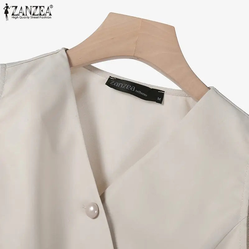 ZANZEA Wide Leg Trouser Solid Pant Sets