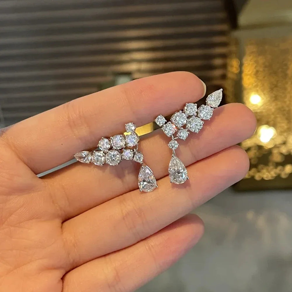 Luxury Full Moissanite Drop Earrings