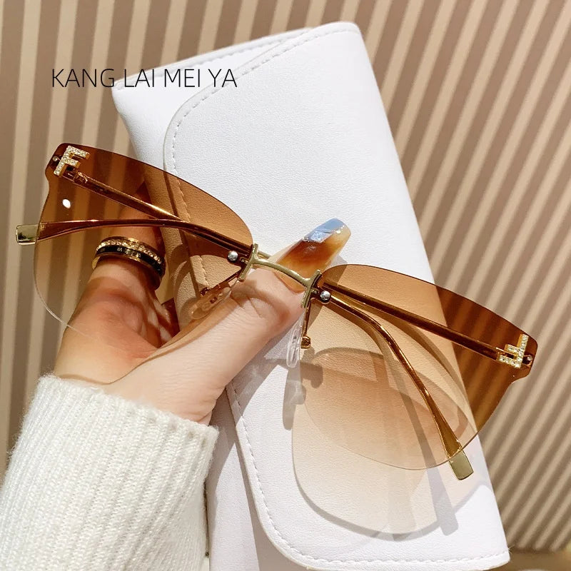 frameless square sunglasses