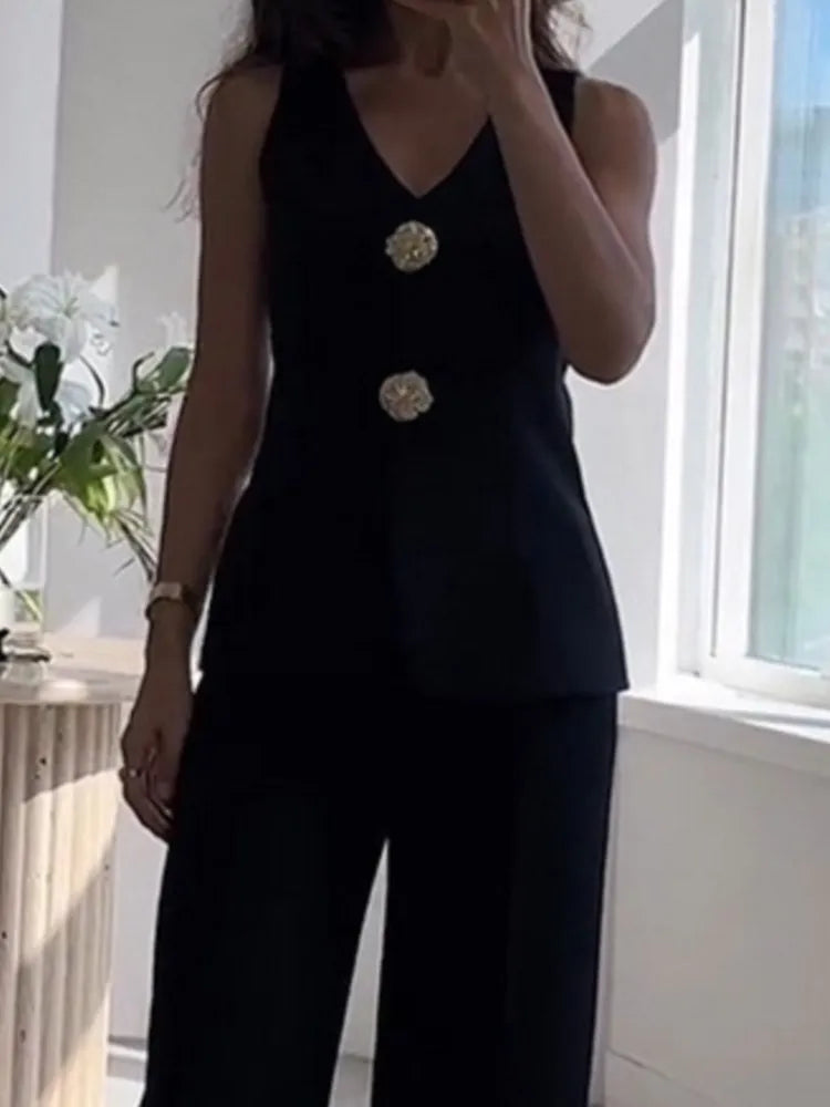 Two Piece Set Women Summer V Neck