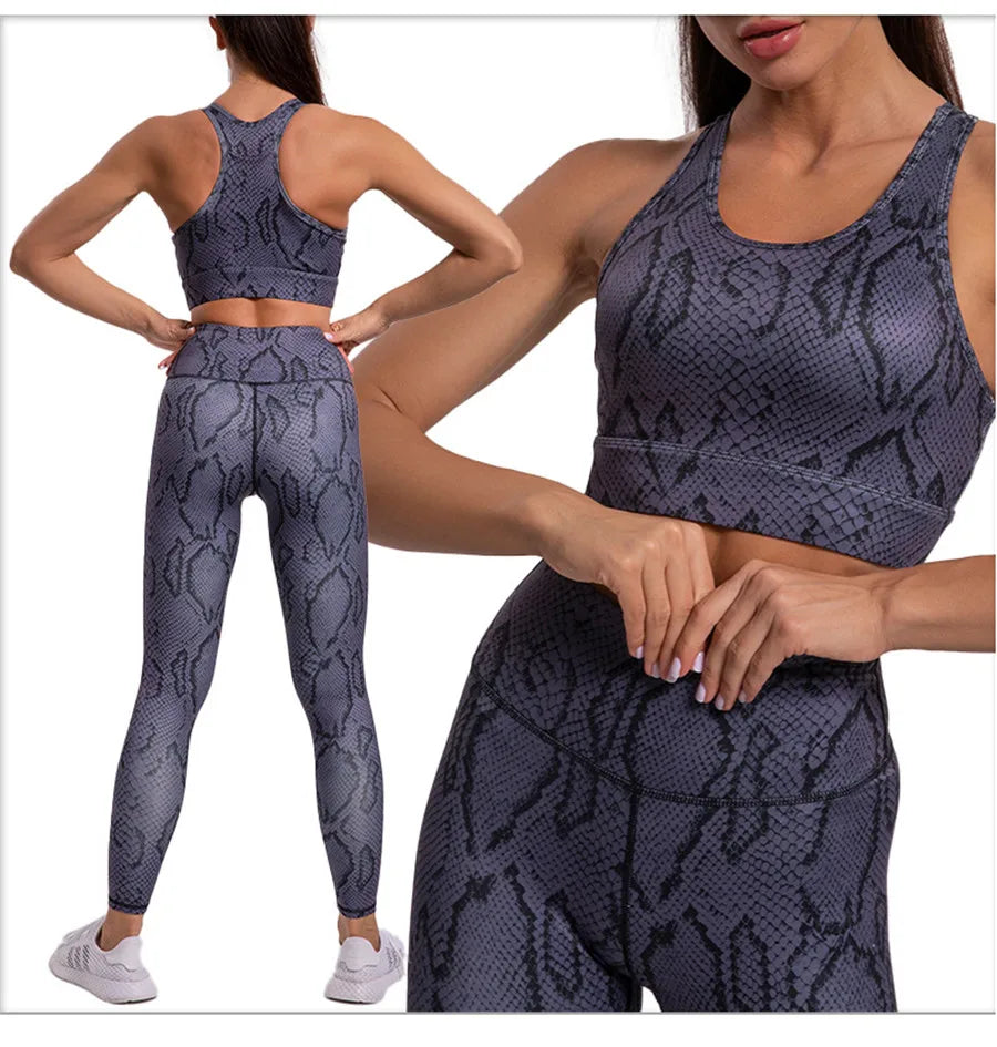 QK Snake Skin Sport Set Women Gym Outfit