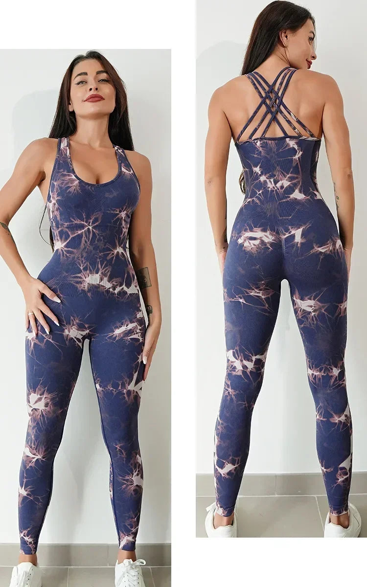 Seamless Tie-Dyed Yoga Jumpsuits
