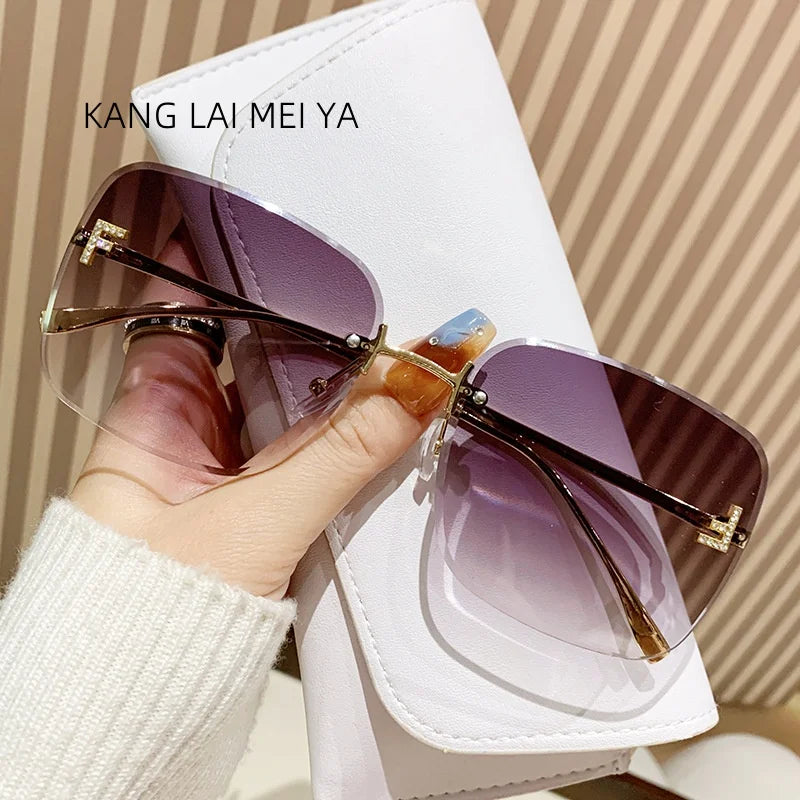 Metal Frameless Sunglasses Women's