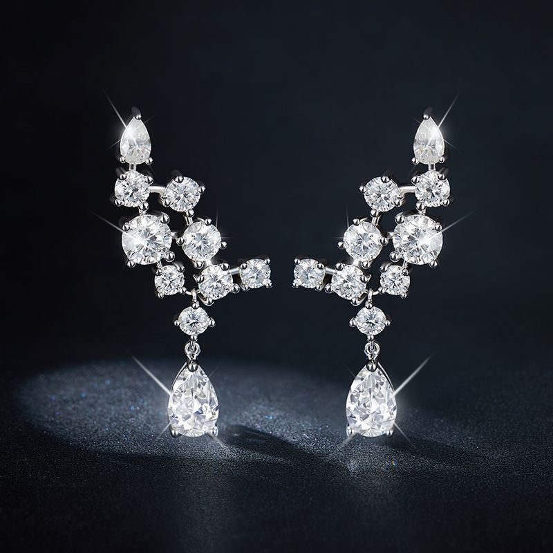 Luxury Full Moissanite Drop Earrings