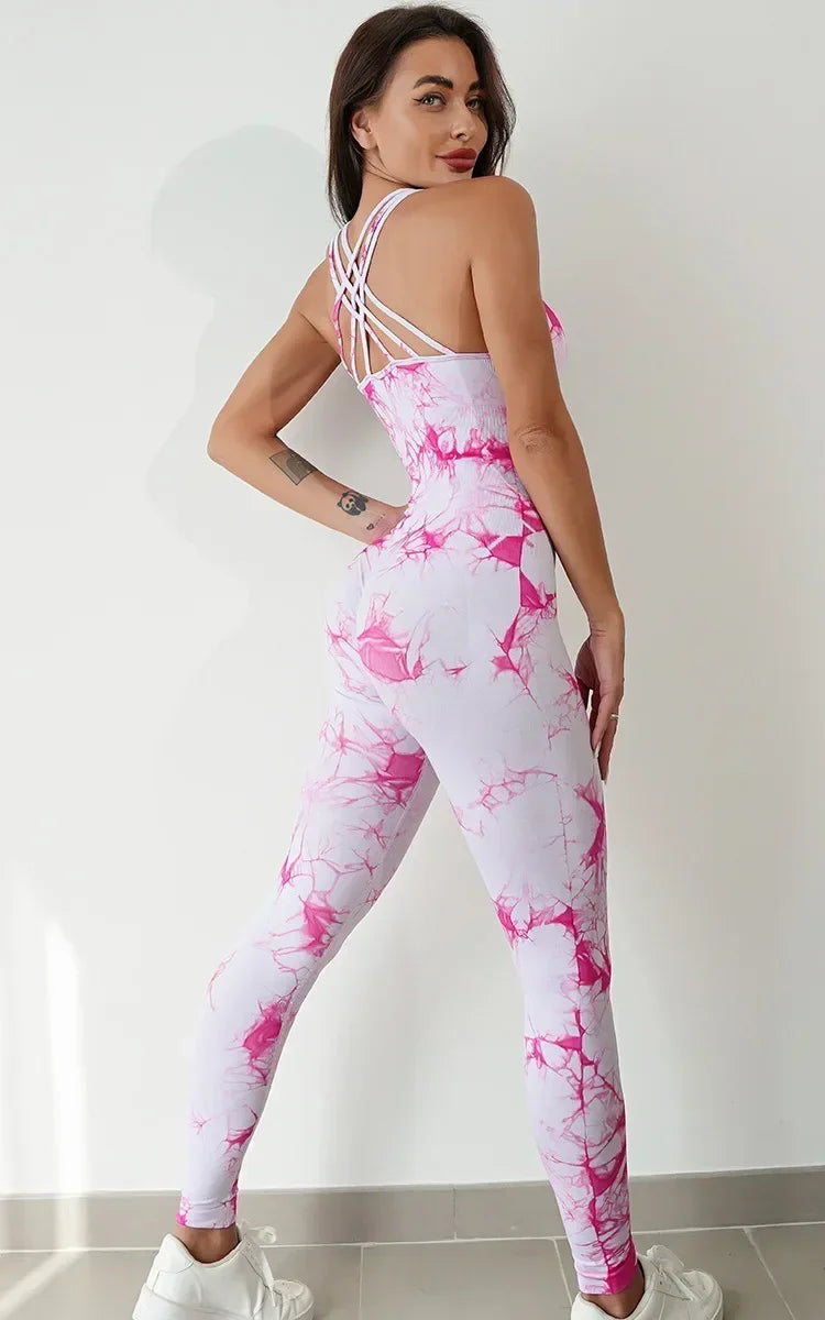 Seamless Tie-Dyed Yoga Jumpsuits