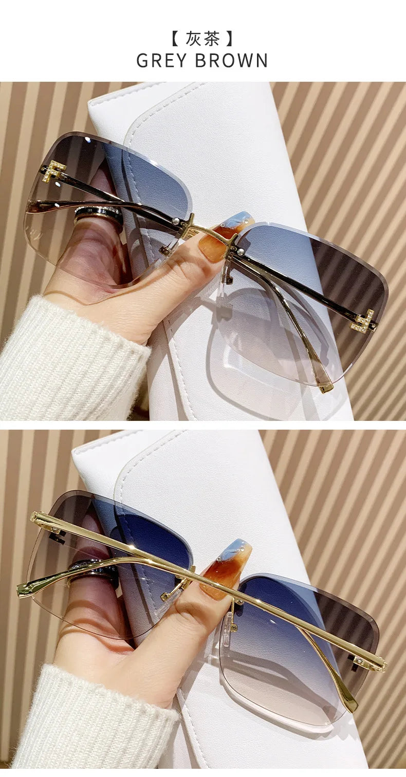 Metal Frameless Sunglasses Women's