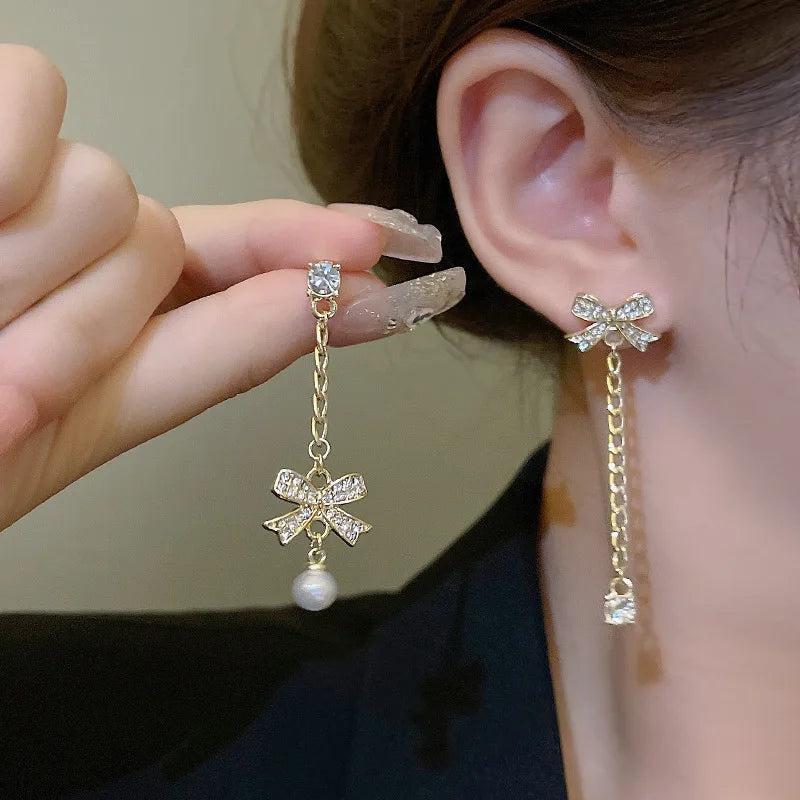 WLP Exquisite Sweet Pink Rhinestone Bow Tassel