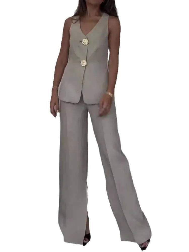 Two Piece Set Women Summer V Neck