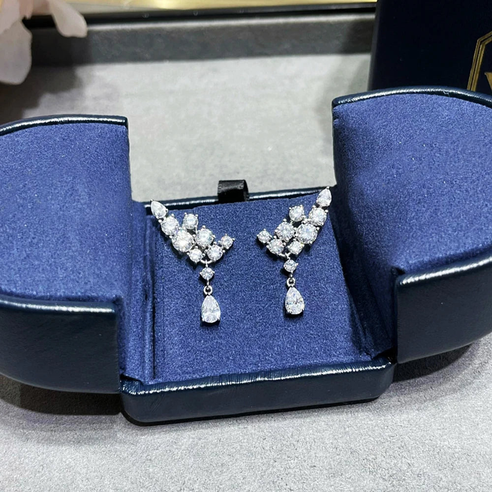 Luxury Full Moissanite Drop Earrings