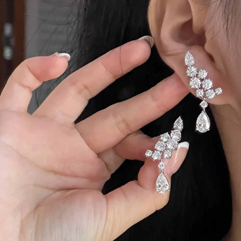Luxury Full Moissanite Drop Earrings