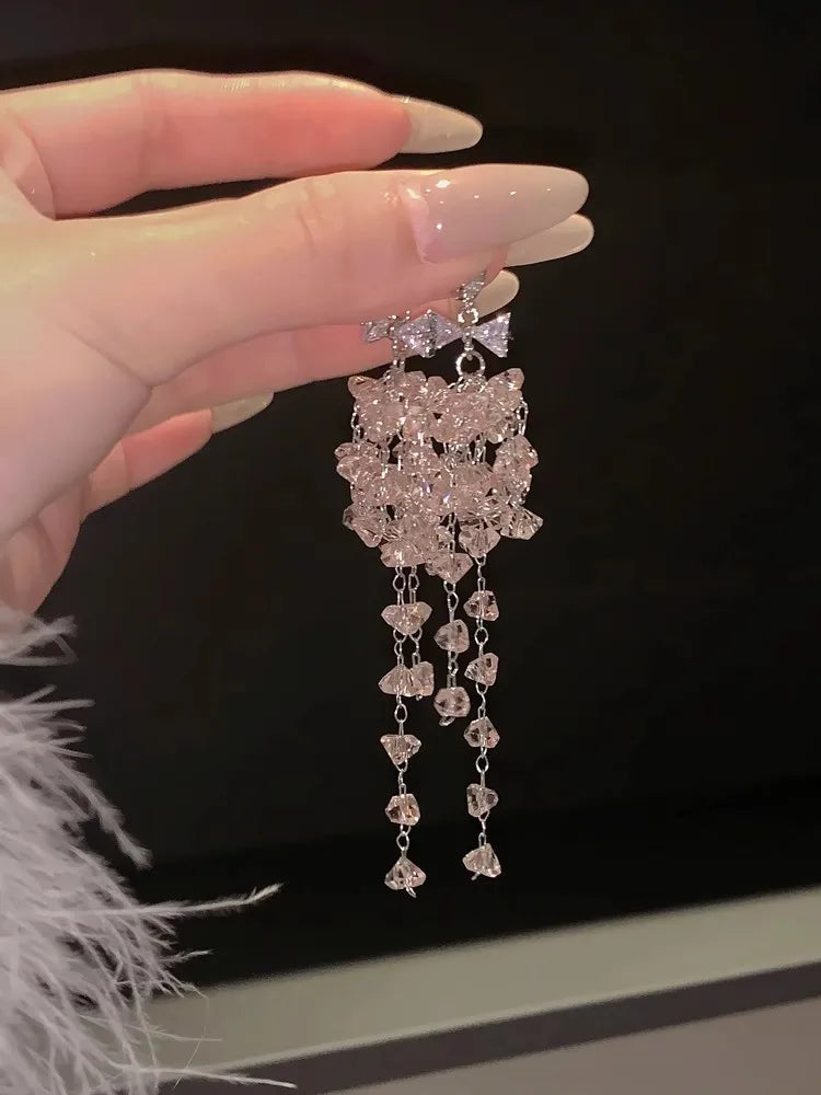 WLP Exquisite Sweet Pink Rhinestone Bow Tassel