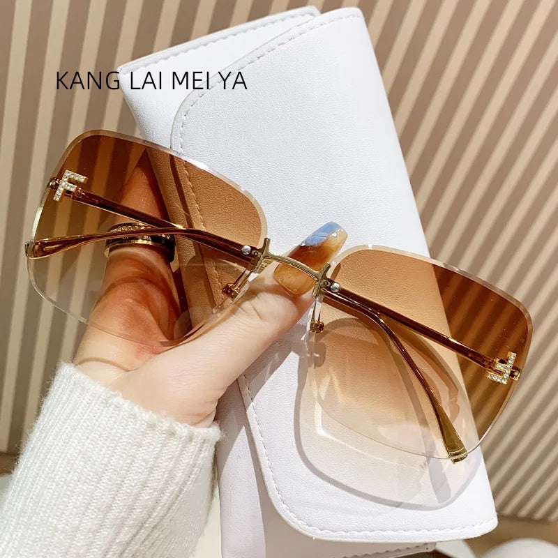 Metal Frameless Sunglasses Women's