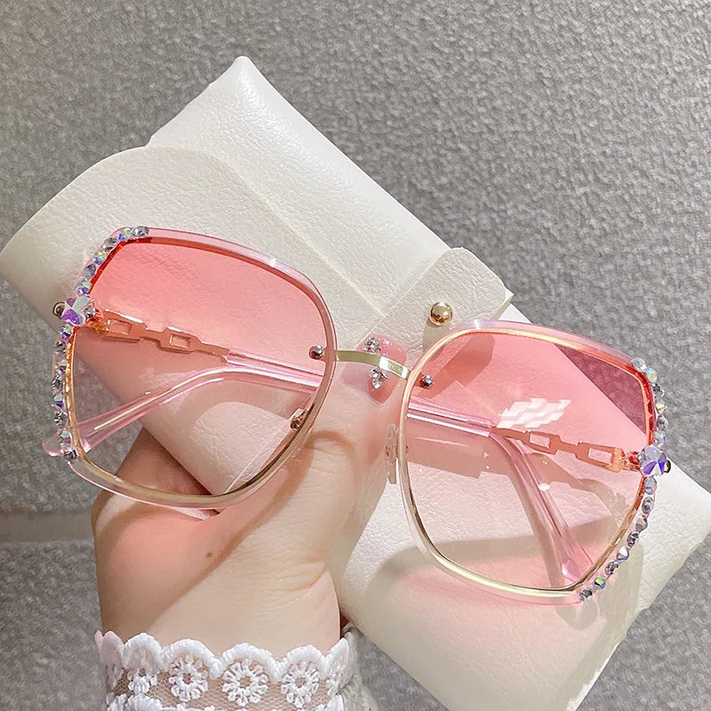 Diamond Decoration Frameless Fashion Sunglasses