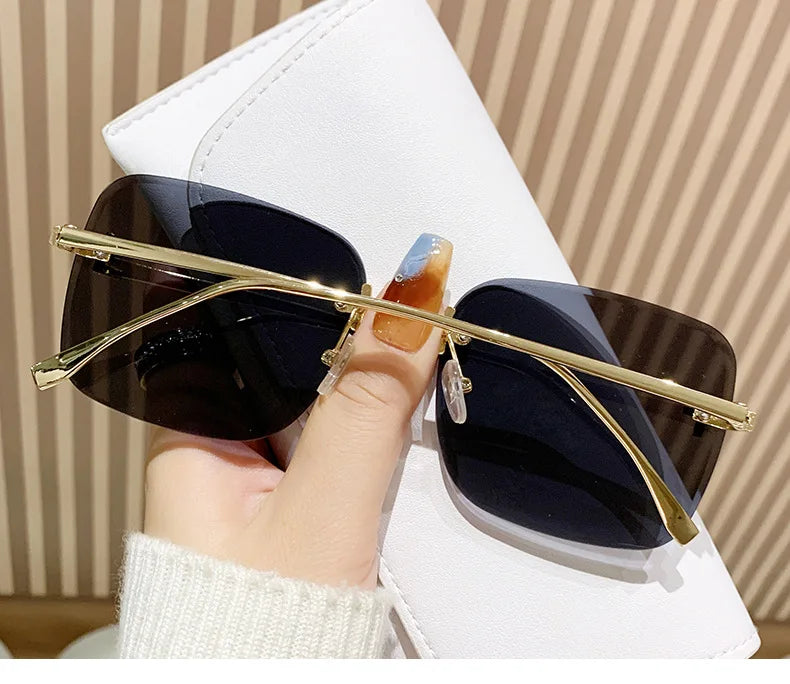Metal Frameless Sunglasses Women's