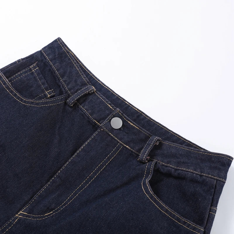 Denim Square Collar Vest Jeans Set