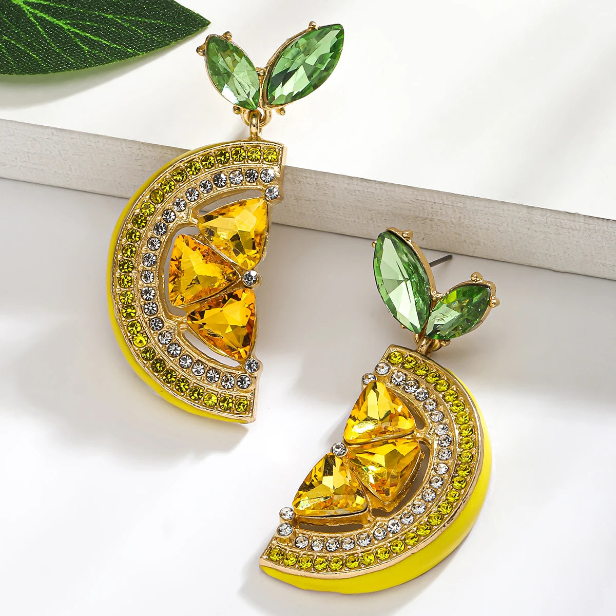 Fashion Bling Pineapple Lemon Dangle Earrings