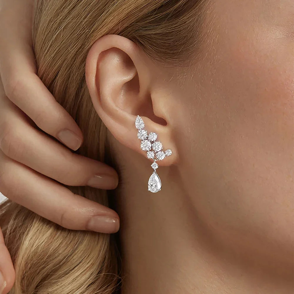Luxury Full Moissanite Drop Earrings
