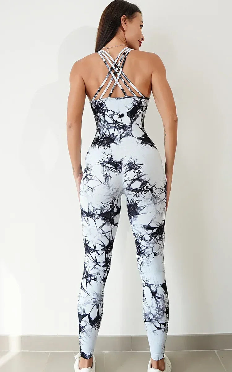 Seamless Tie-Dyed Yoga Jumpsuits