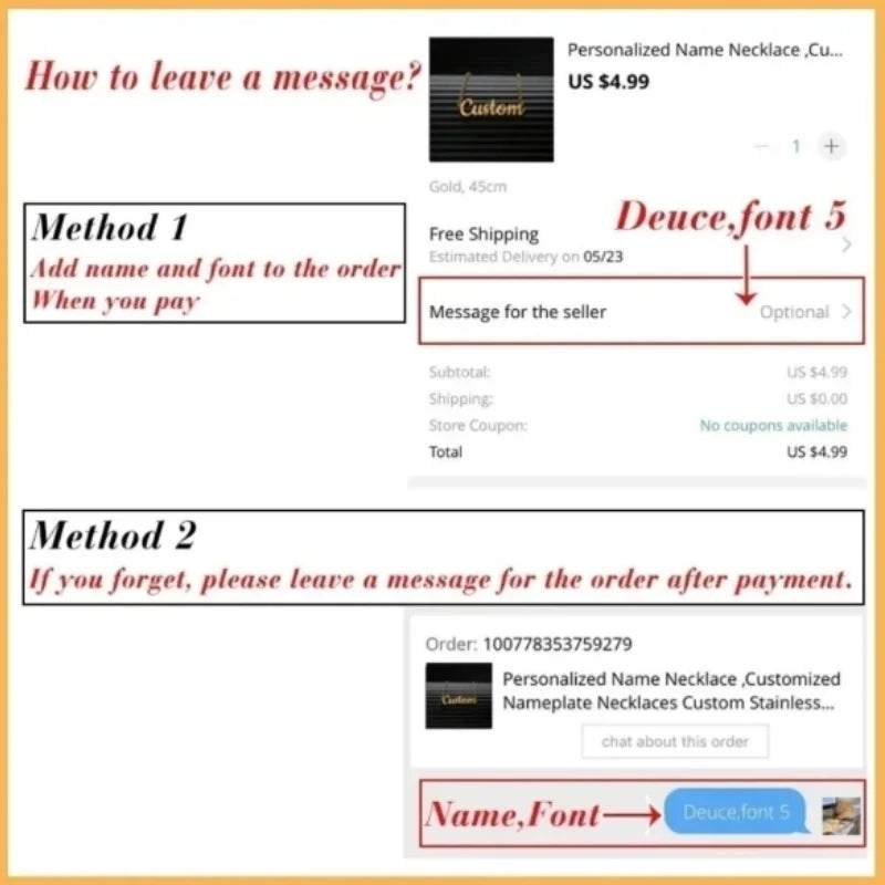 Stainless Steel Custom English Name Necklace