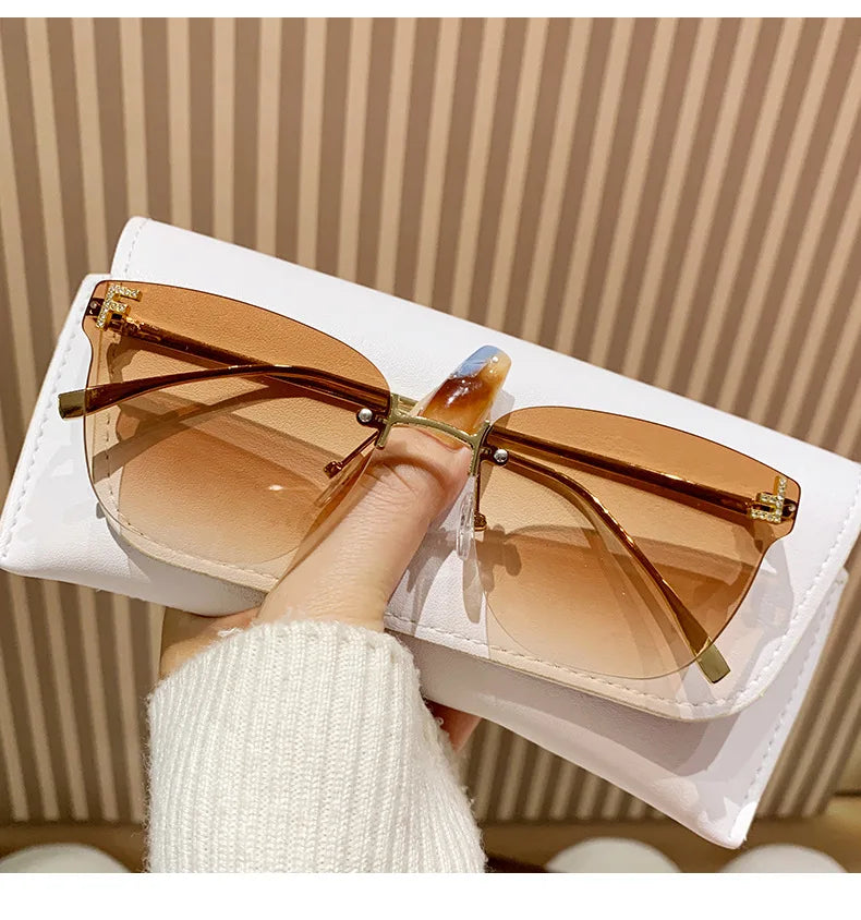 frameless square sunglasses