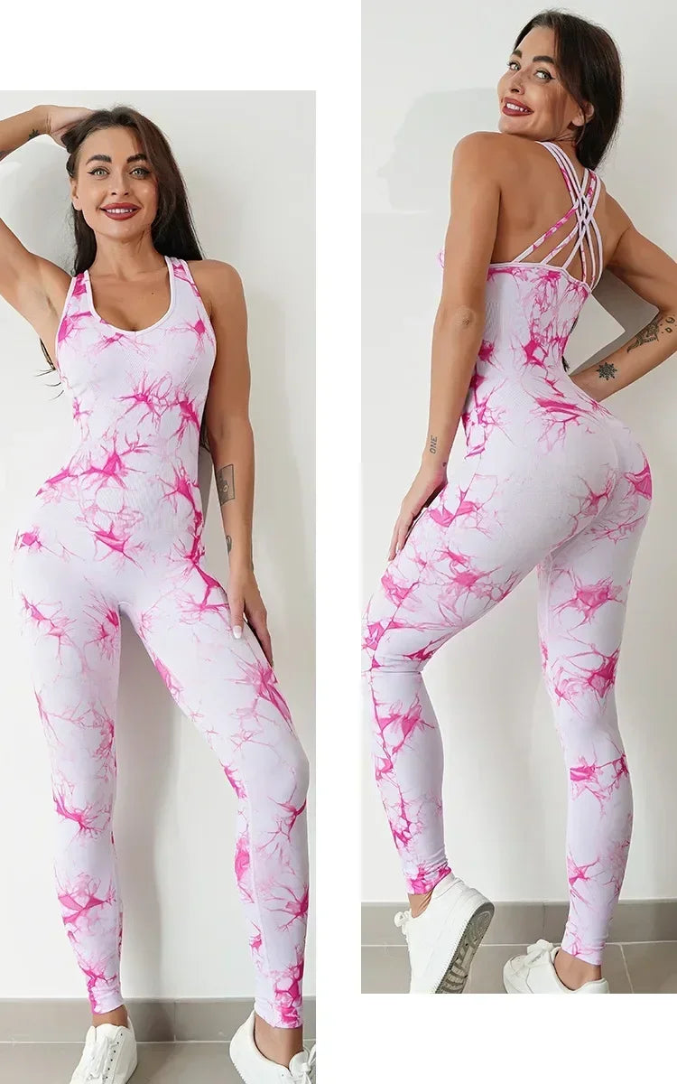 Seamless Tie-Dyed Yoga Jumpsuits