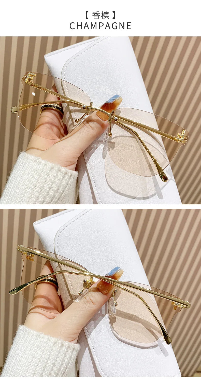 frameless square sunglasses