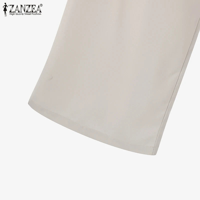 ZANZEA Wide Leg Trouser Solid Pant Sets