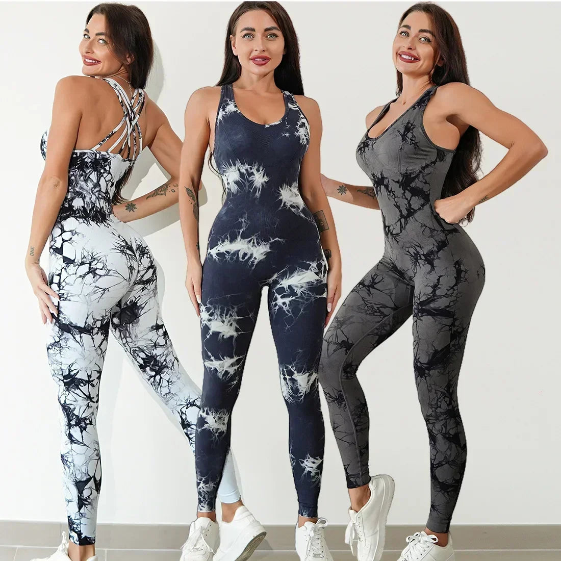 Seamless Tie-Dyed Yoga Jumpsuits