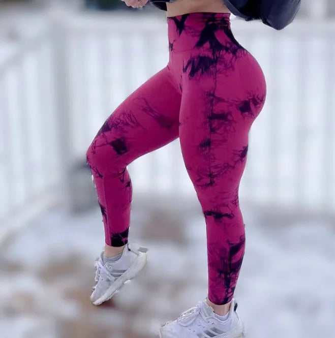 Women Athletic Tie Dye Gym Leggings